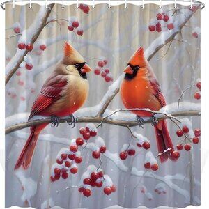 🎄 Red Bird / Cardinal Shower Curtain 🎄